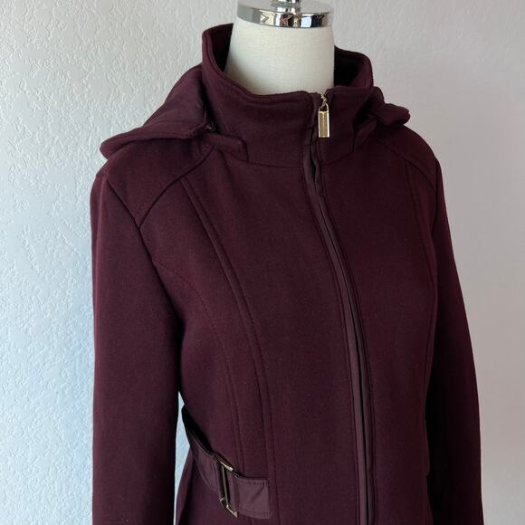 Liz Claiborne Outwear Zip Up Jacket with Hood Burgundy Whimsygoth sz Medium - Picture 4 of 11